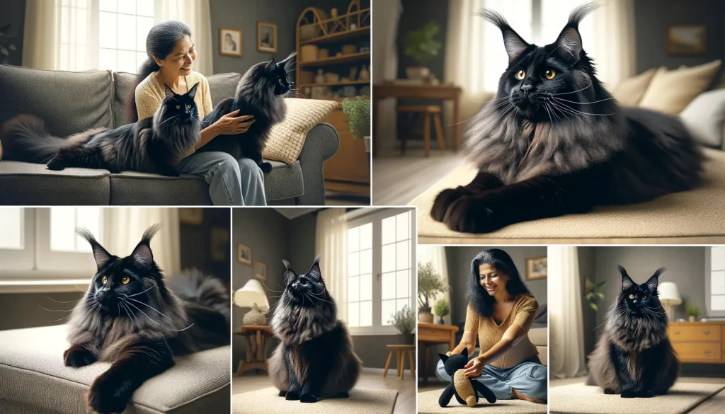 Full Grown Black Maine Coon Cat